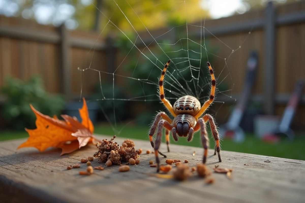 Araignee sur sa toile dans un jardin d